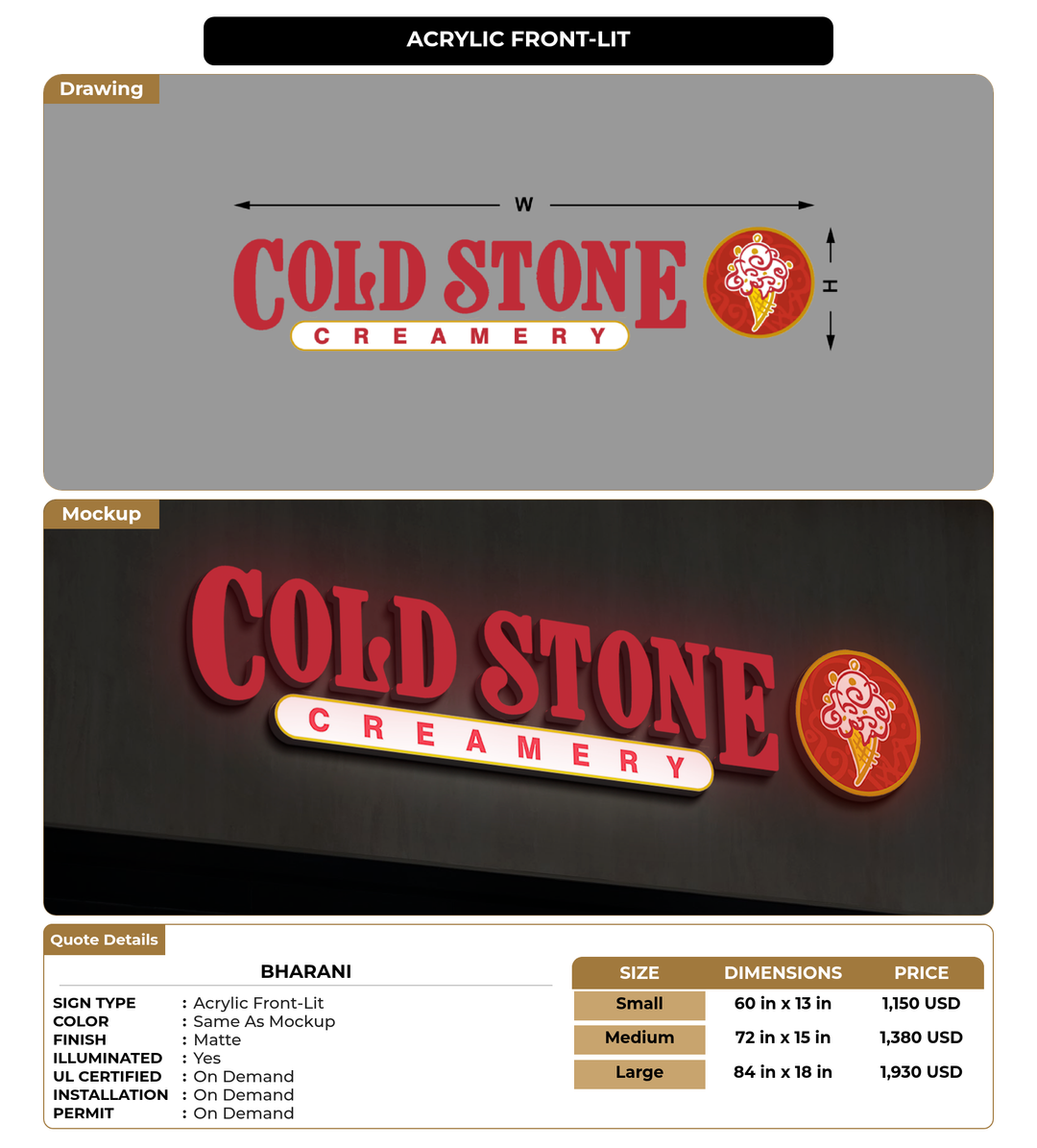 CUSTOM MOCKUP SIGN FOR Bharani