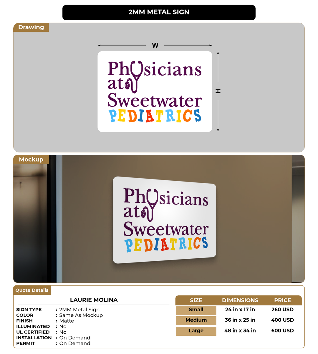 CUSTOM MOCKUP SIGN FOR Laurie Molina