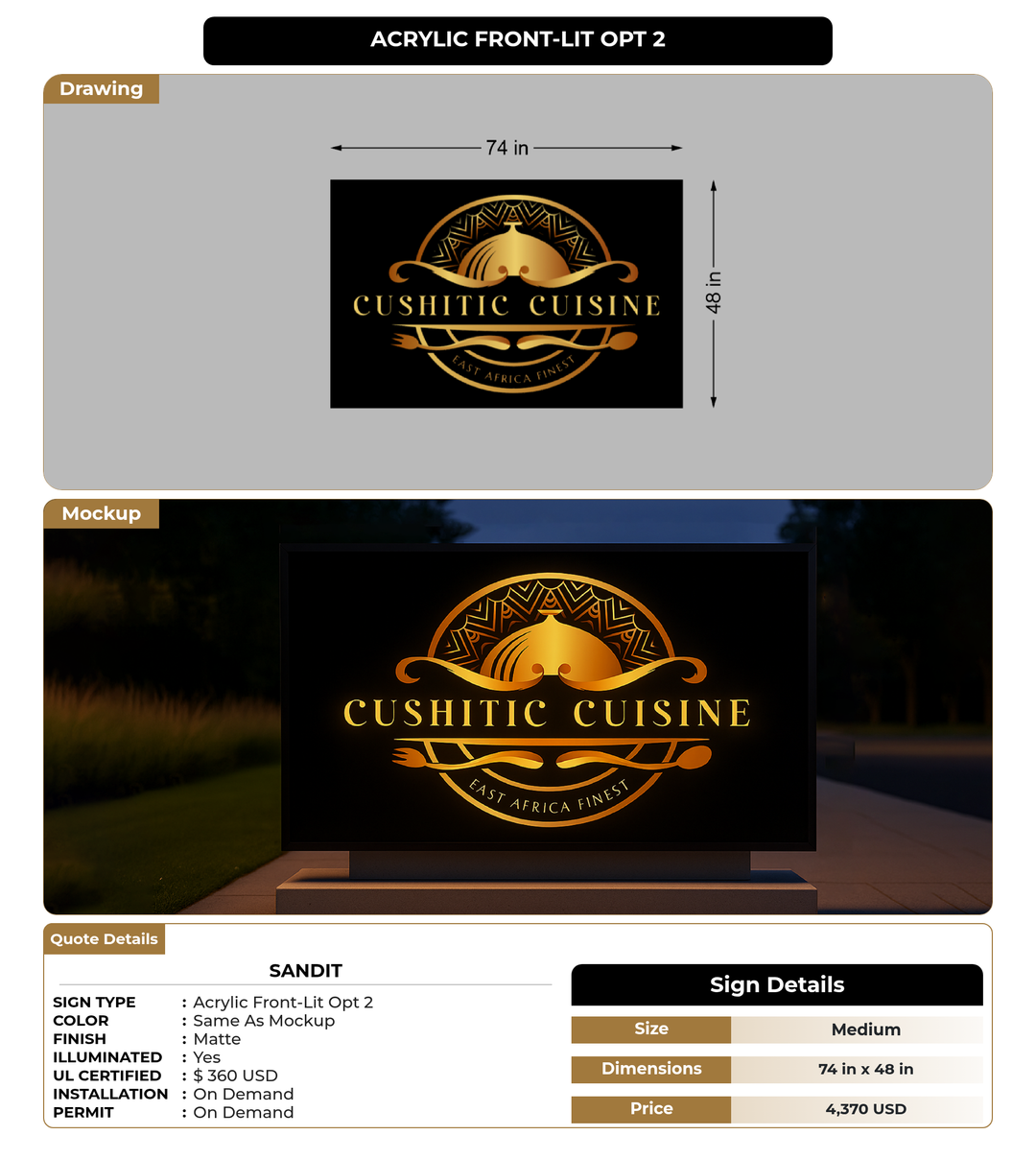 CUSTOM MOCKUP SIGN FOR Sandit