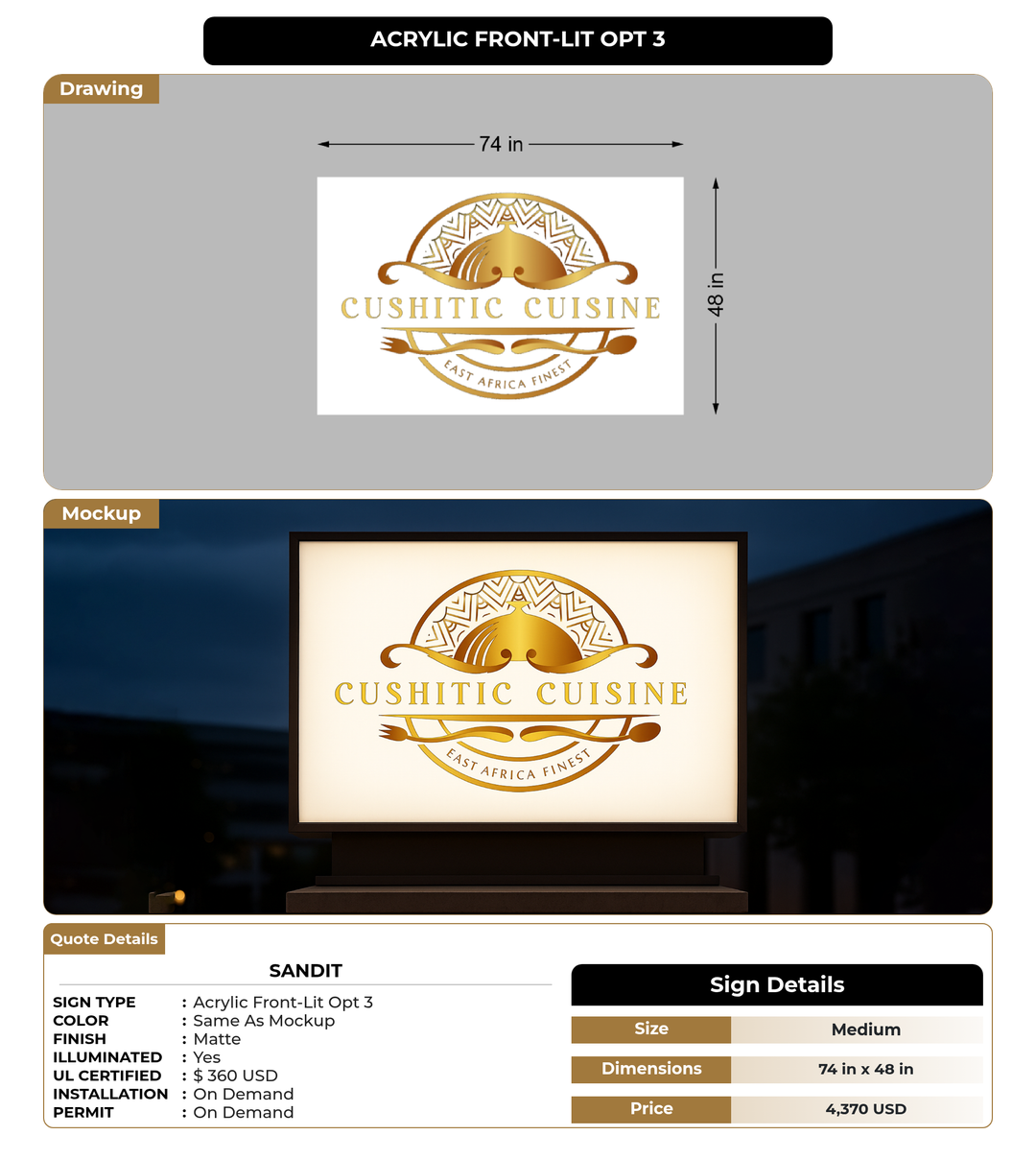 CUSTOM MOCKUP SIGN FOR Sandit