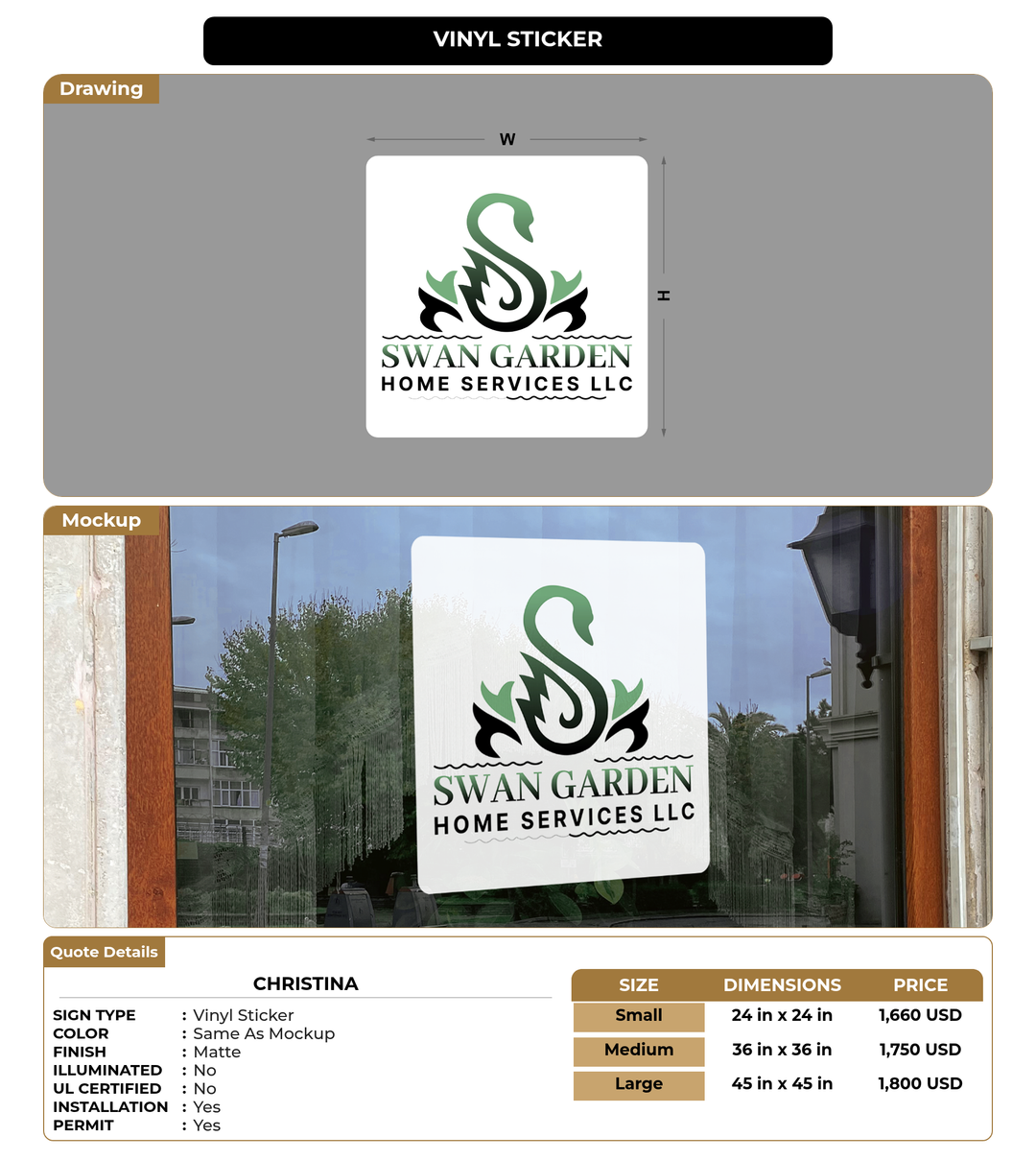 CUSTOM MOCKUP SIGN FOR Christina