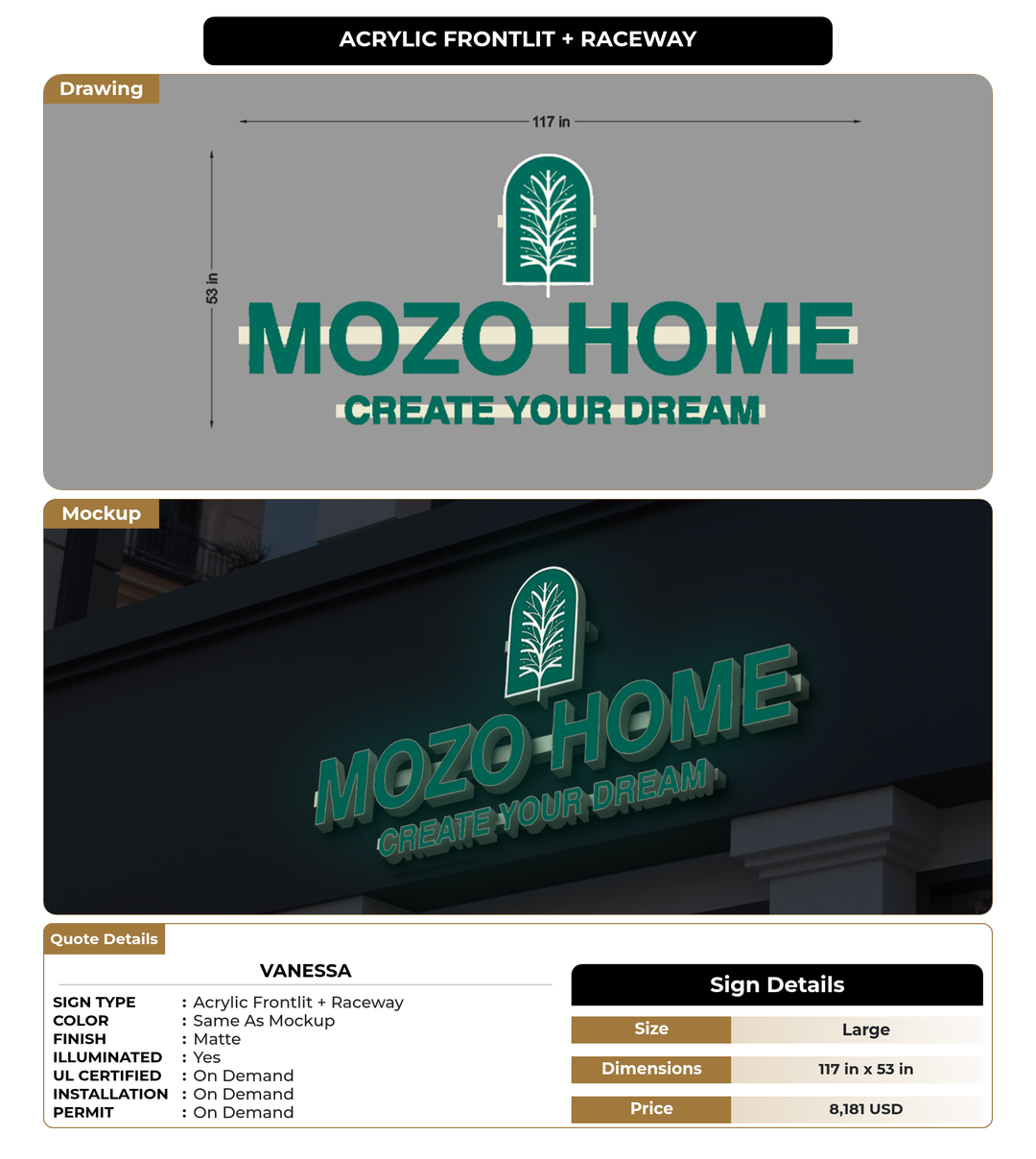 CUSTOM MOCKUP SIGN FOR Vanessa