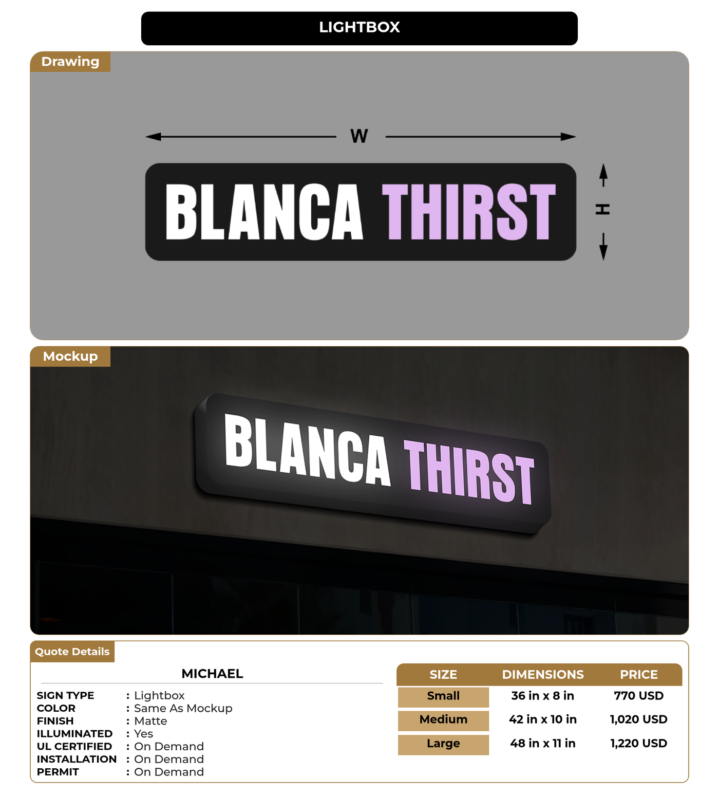 CUSTOM MOCKUP SIGN FOR Michael