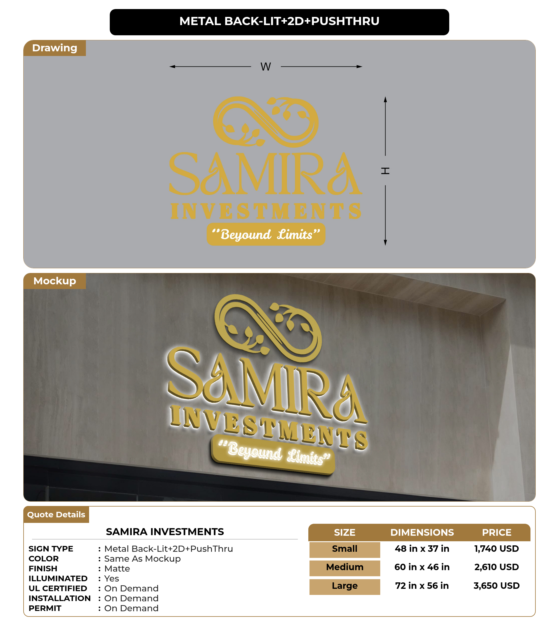 CUSTOM MOCKUP SIGN FOR Samira Investments – Signize