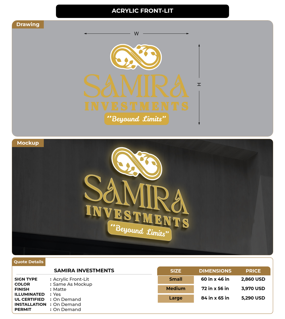 CUSTOM MOCKUP SIGN FOR Samira Investments