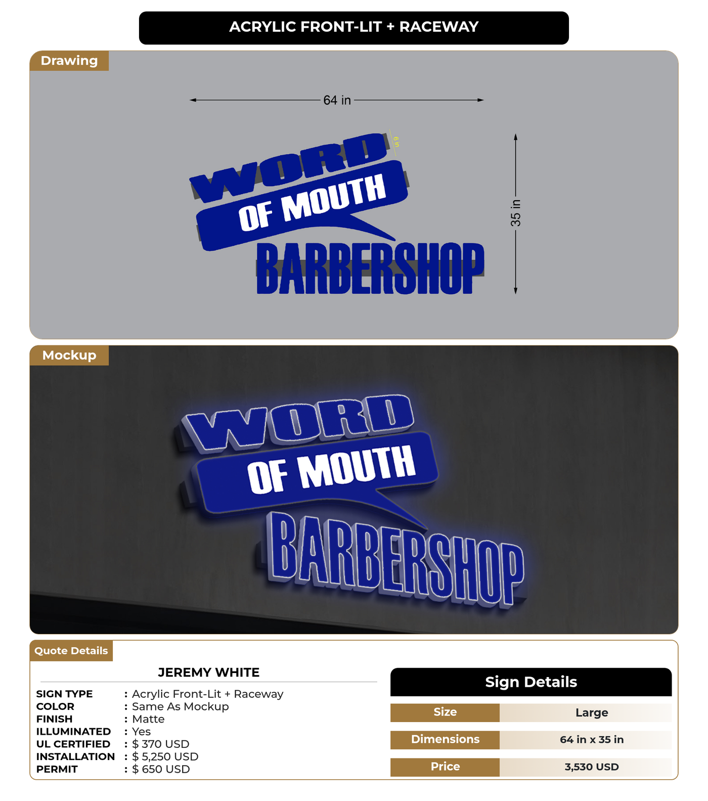 CUSTOM MOCKUP SIGN FOR Jeremy White