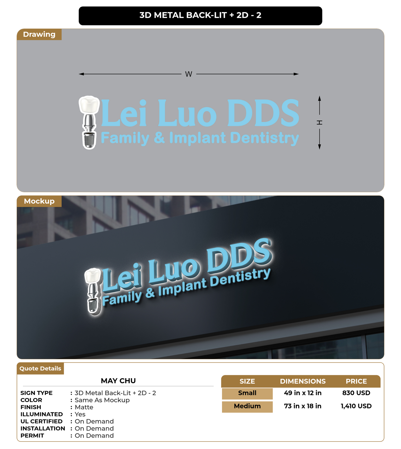 CUSTOM MOCKUP SIGN FOR May Chu
