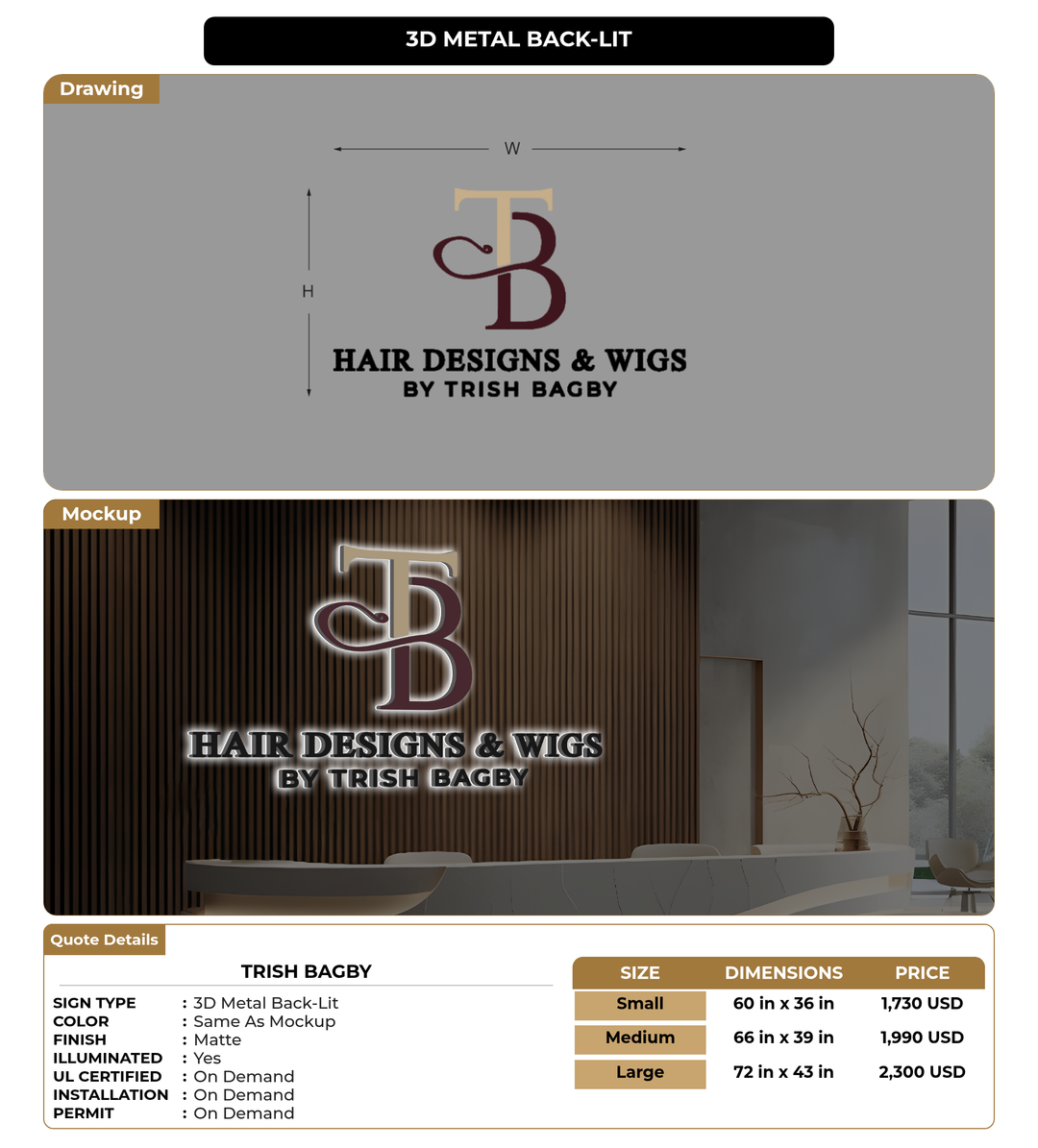 CUSTOM MOCKUP SIGN FOR Trish Bagby