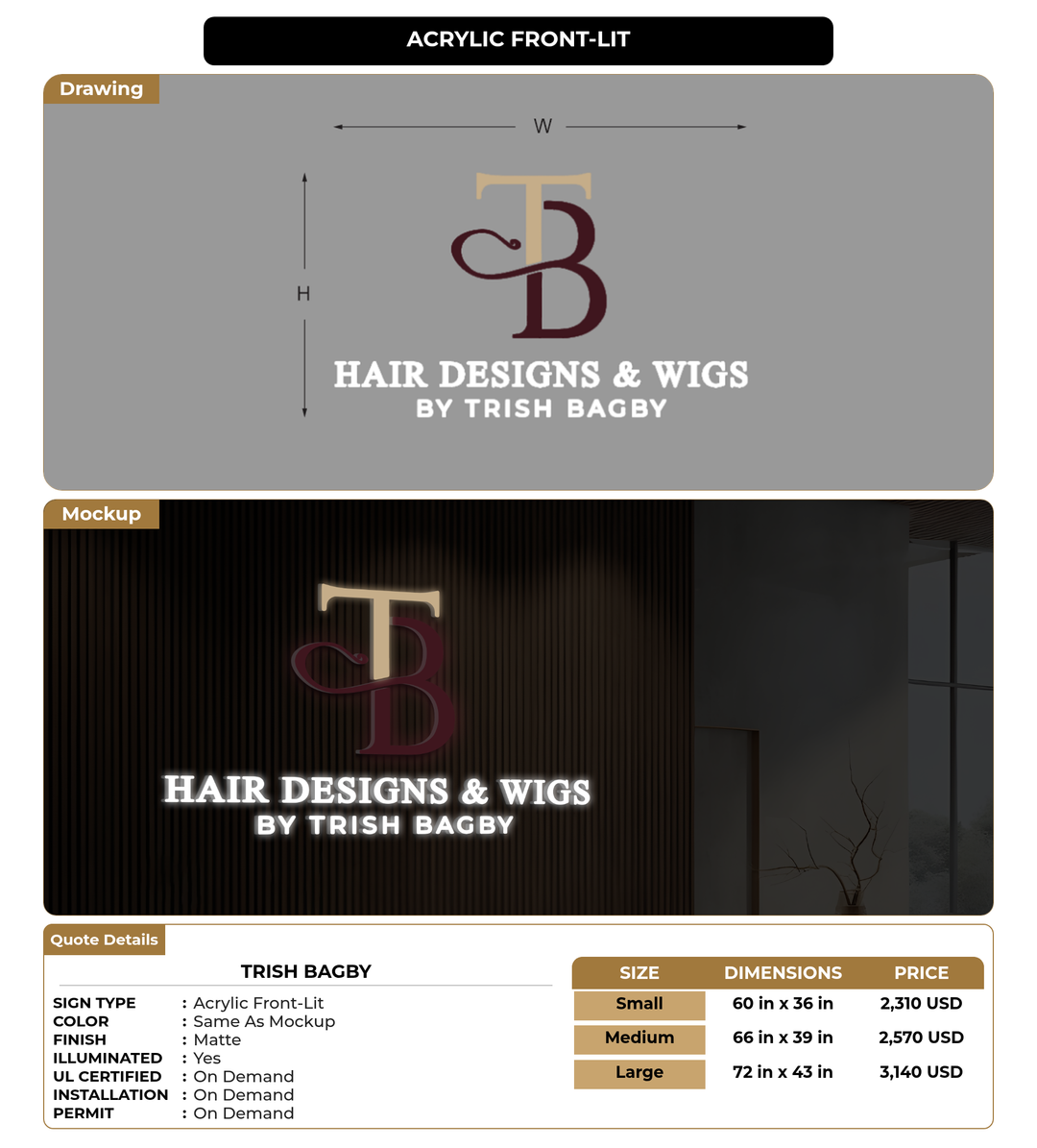 CUSTOM MOCKUP SIGN FOR Trish Bagby