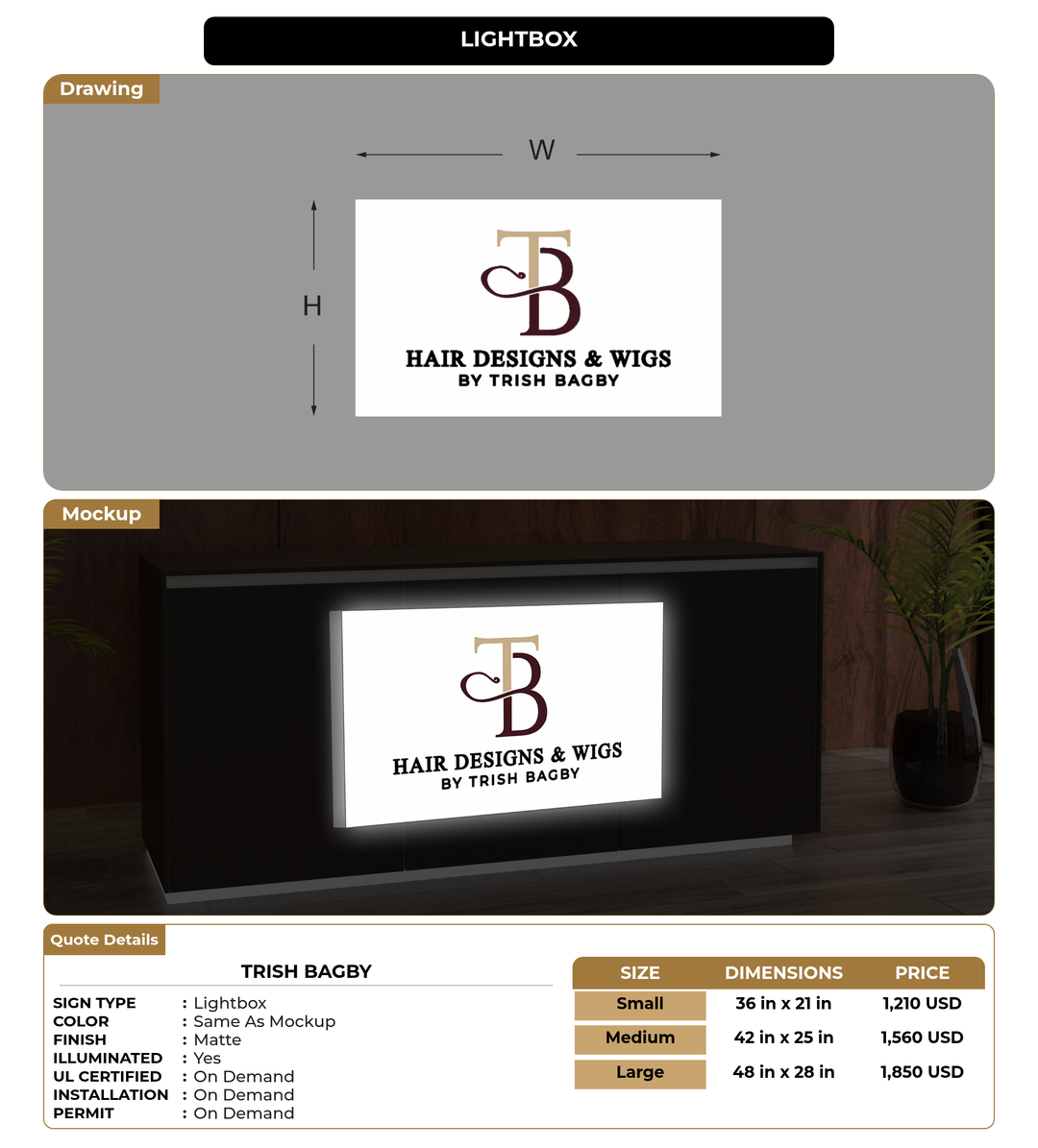 CUSTOM MOCKUP SIGN FOR Trish Bagby