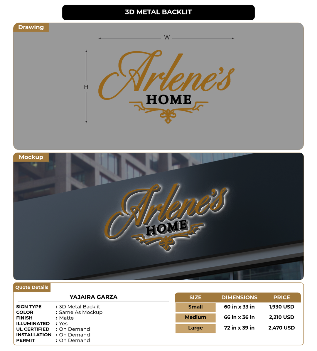 CUSTOM MOCKUP SIGN FOR Yajaira Garza