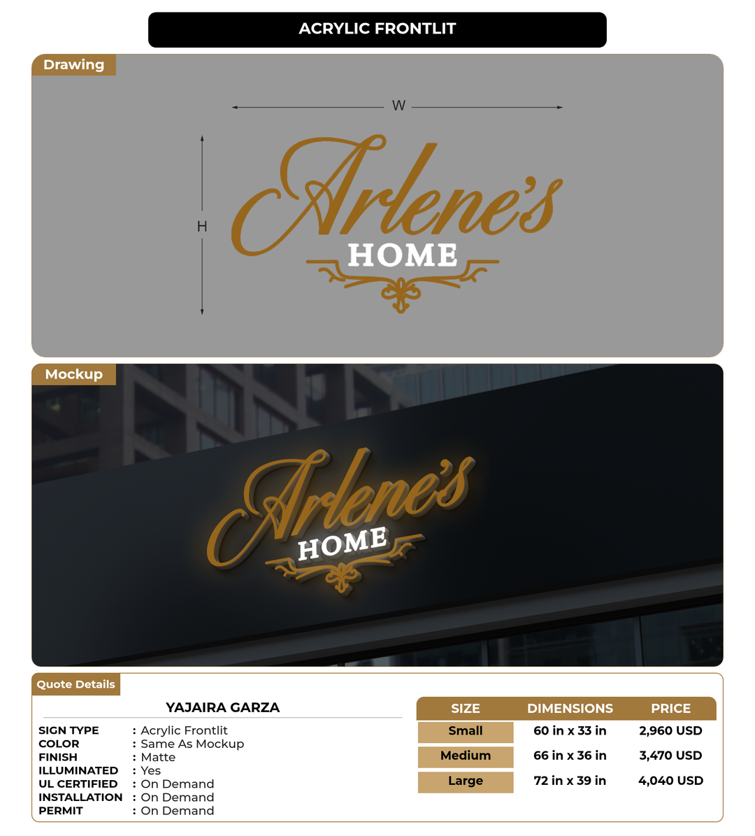 CUSTOM MOCKUP SIGN FOR Yajaira Garza