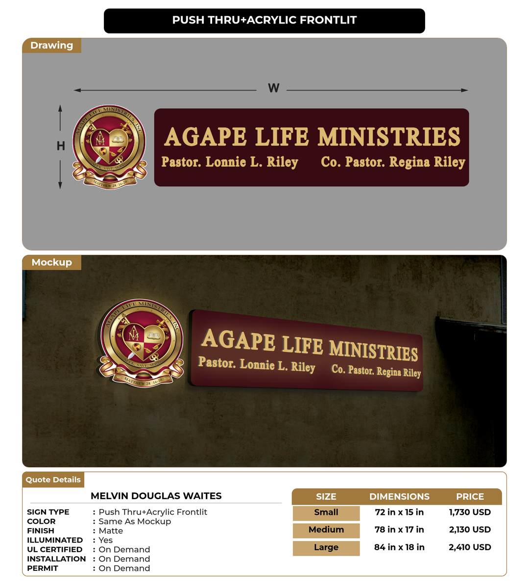 CUSTOM MOCKUP SIGN FOR Melvin Douglas Waites