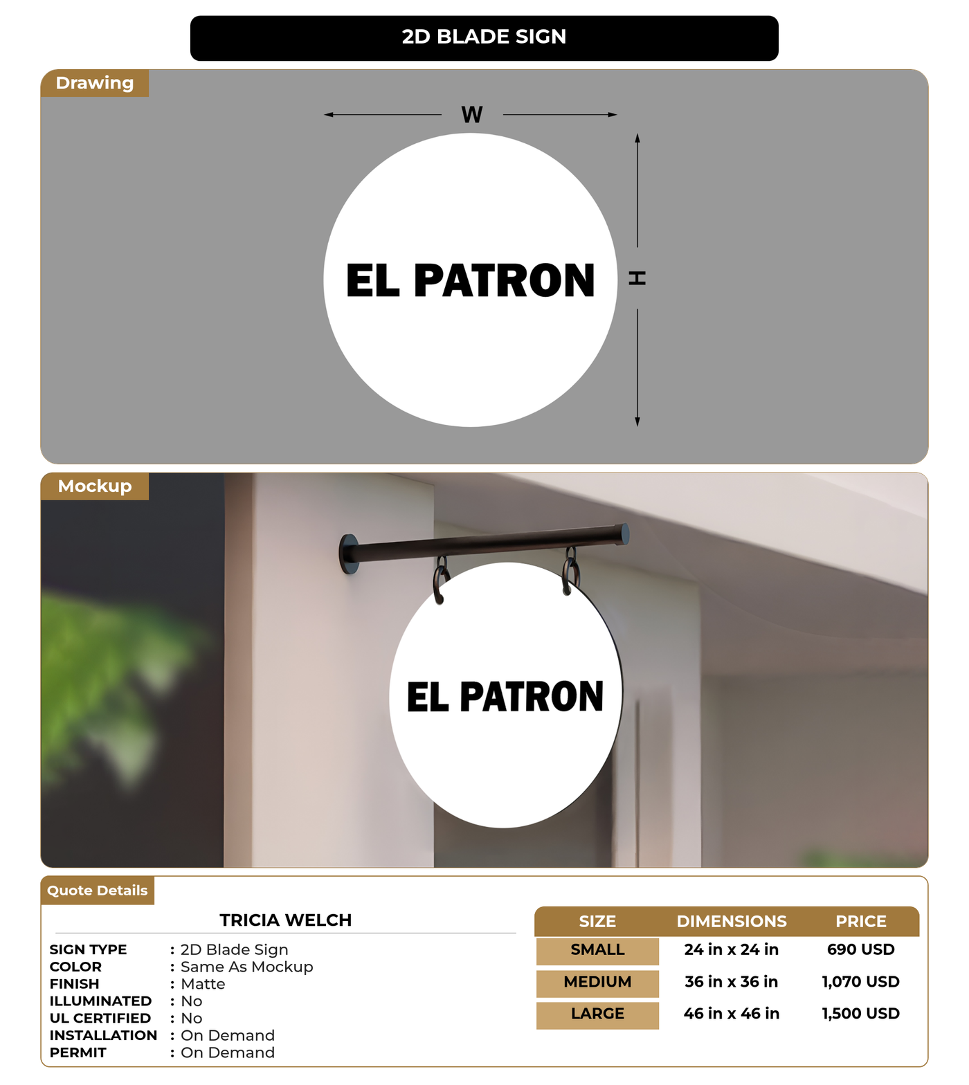 CUSTOM MOCKUP SIGN FOR Tricia Welch