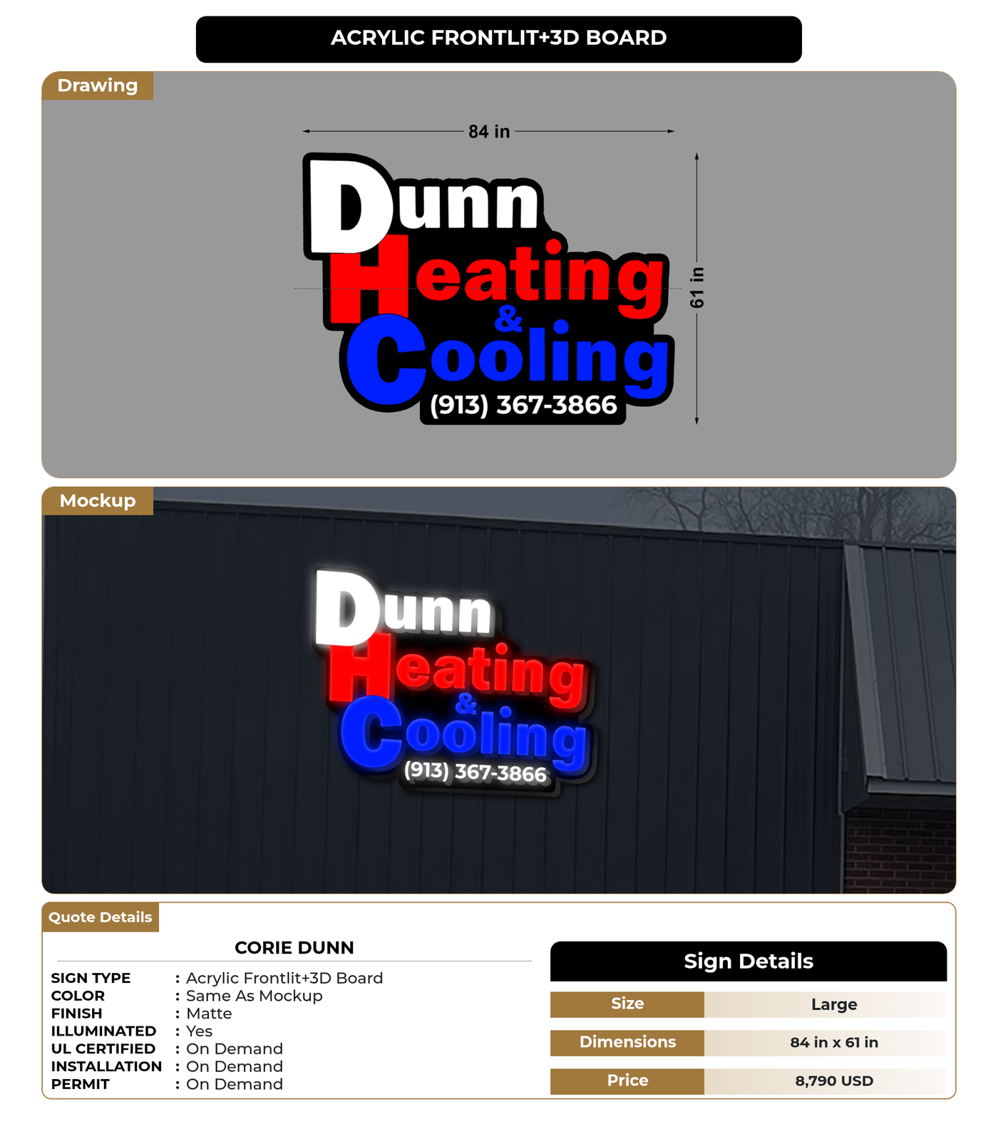 CUSTOM MOCKUP SIGN FOR Corie Dunn