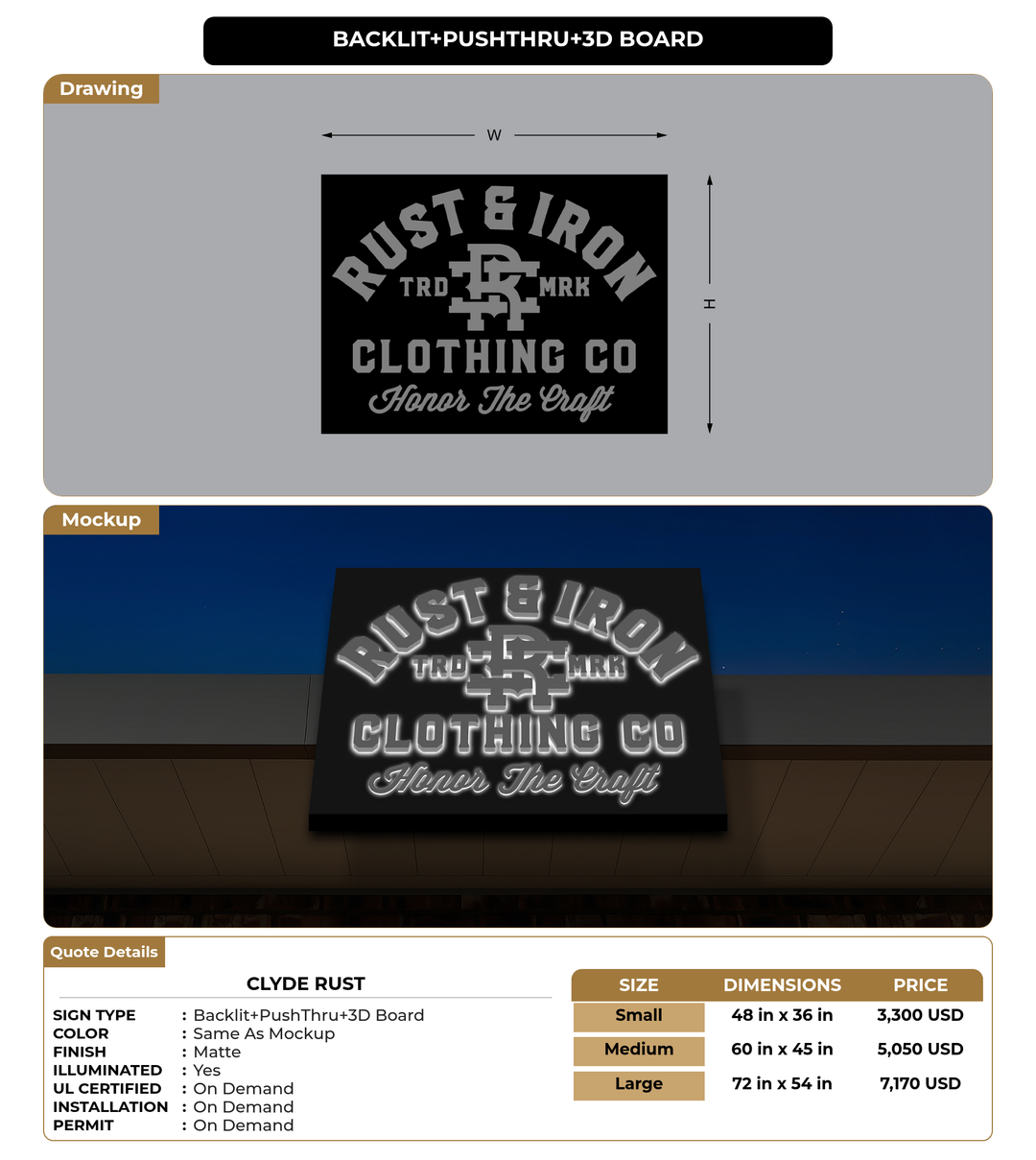 CUSTOM MOCKUP SIGN FOR Clyde Rust