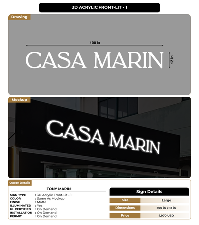 CUSTOM MOCKUP SIGN FOR Tony Marin