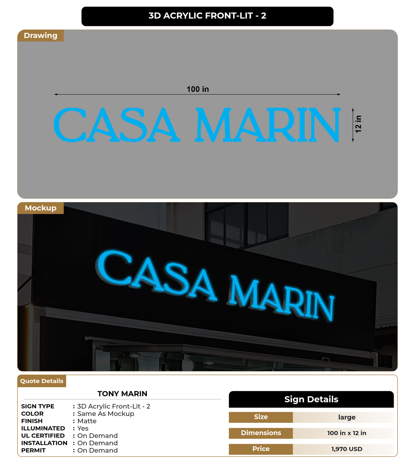 CUSTOM MOCKUP SIGN FOR Tony Marin
