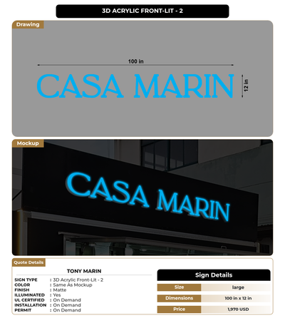 CUSTOM MOCKUP SIGN FOR Tony Marin