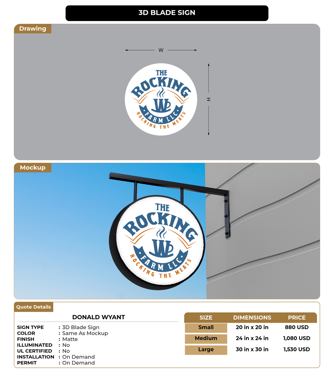 CUSTOM MOCKUP SIGN FOR Donald Wyant
