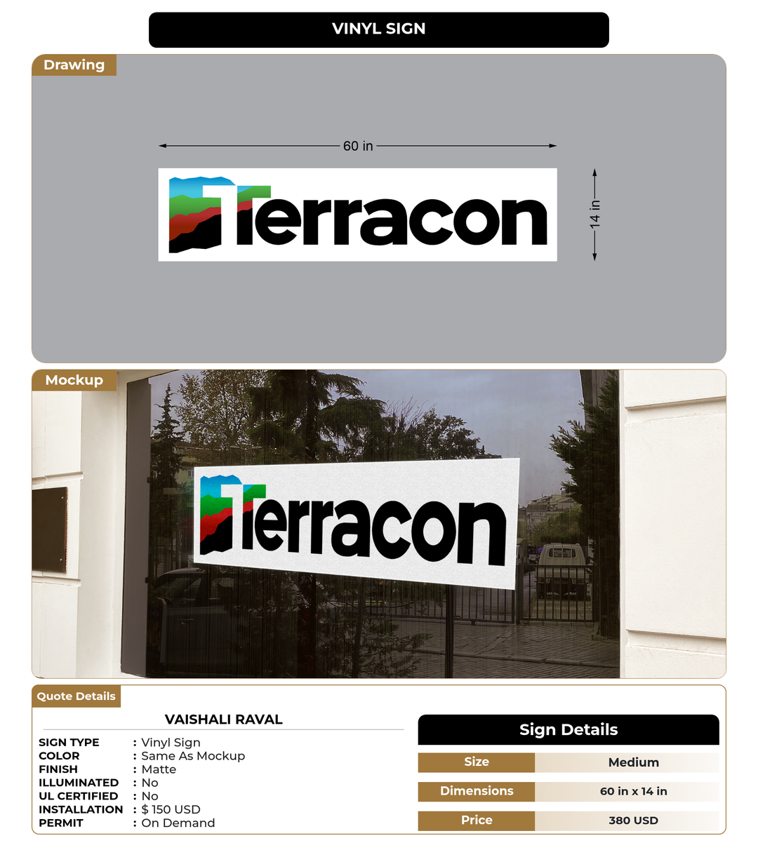 CUSTOM MOCKUP SIGN FOR Vaishali Raval
