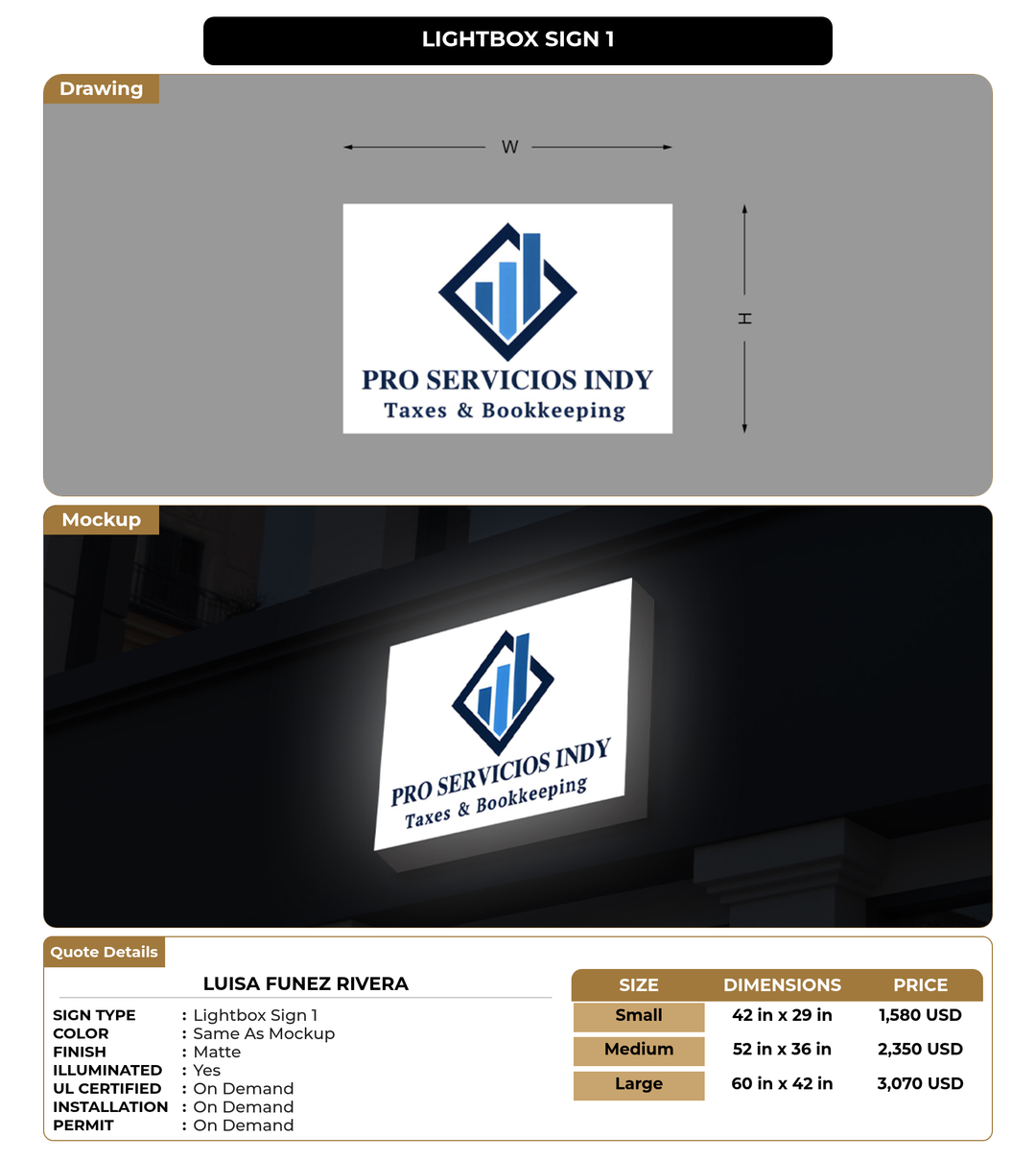 CUSTOM MOCKUP SIGN FOR Luisa Funez Rivera