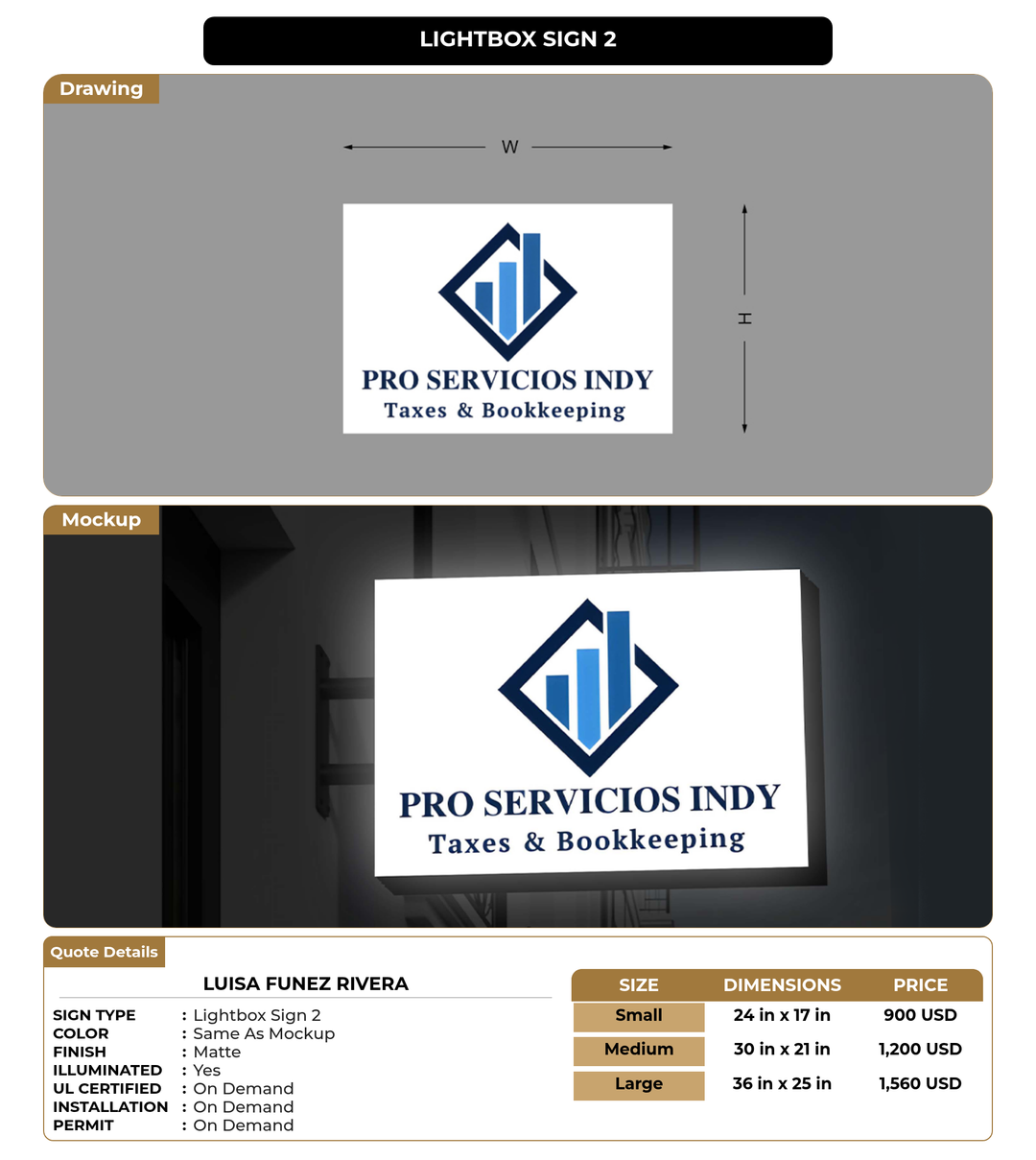 CUSTOM MOCKUP SIGN FOR Luisa Funez Rivera
