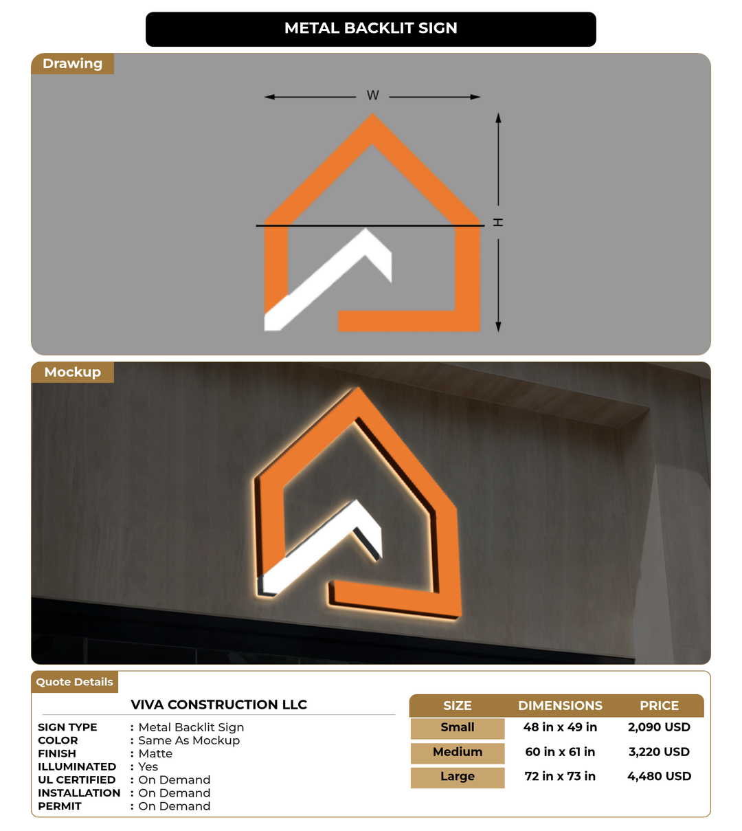 CUSTOM MOCKUP SIGN FOR Viva Construction LLC