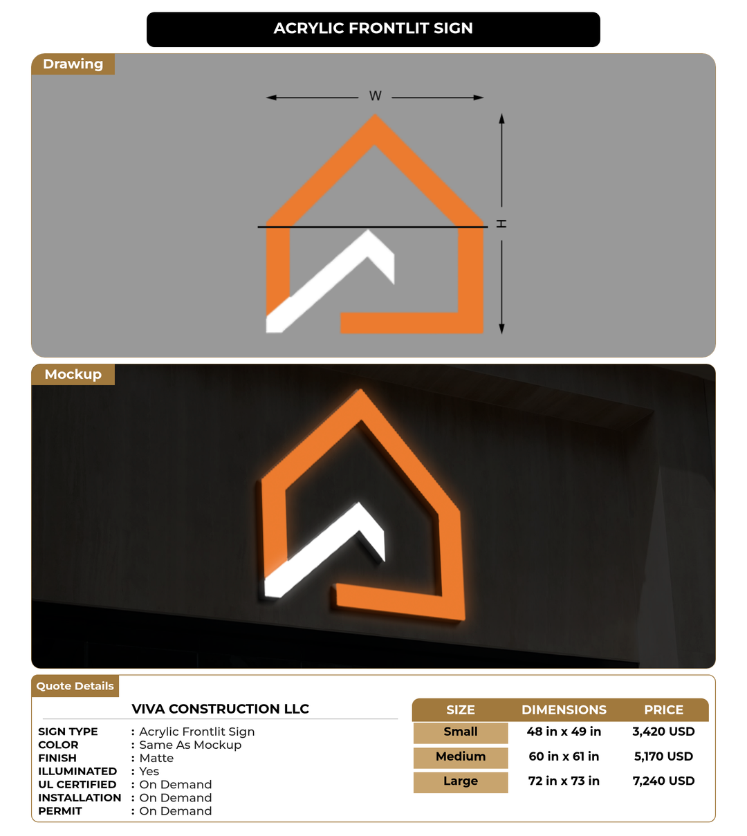CUSTOM MOCKUP SIGN FOR Viva Construction LLC