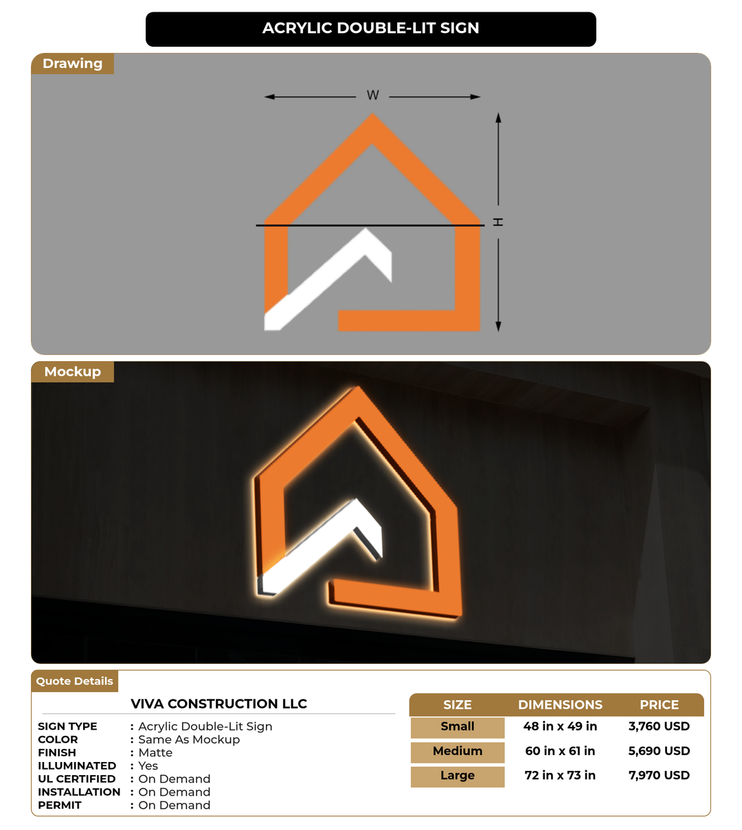 CUSTOM MOCKUP SIGN FOR Viva Construction LLC
