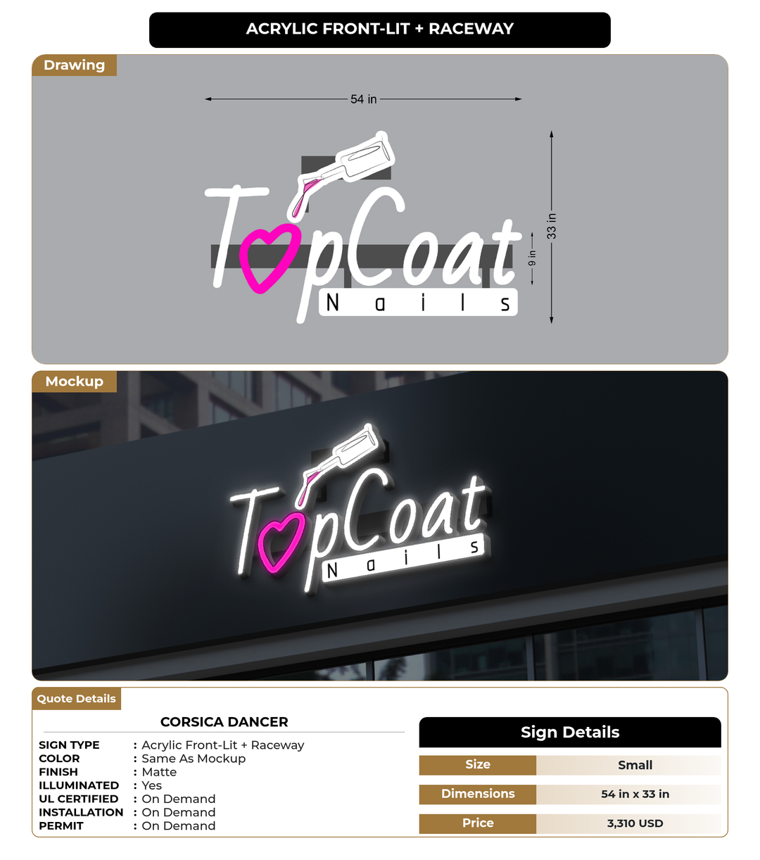 CUSTOM MOCKUP SIGN FOR Corsica Dancer