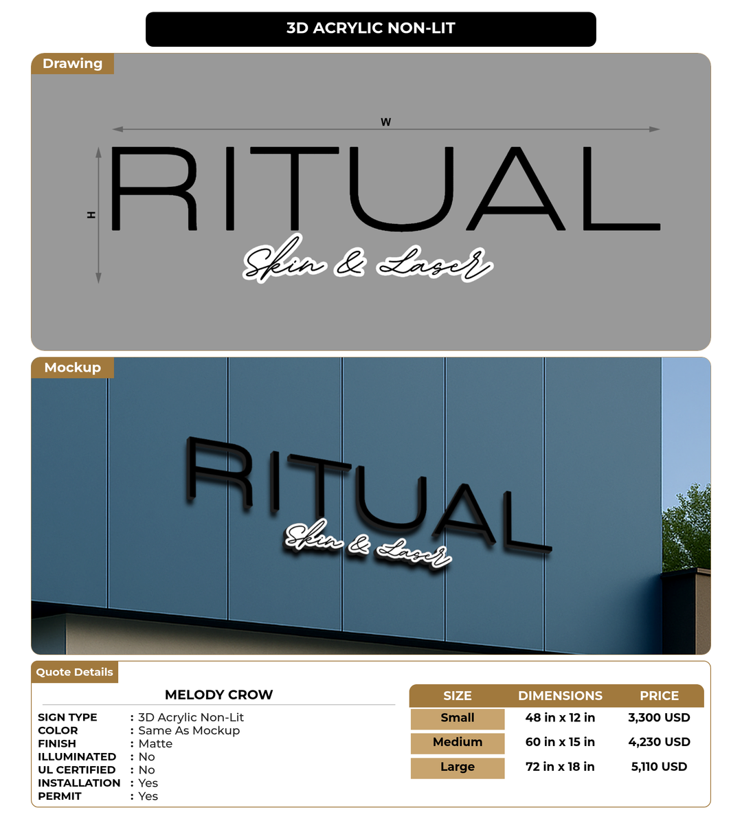 CUSTOM MOCKUP SIGN FOR Melody Crow