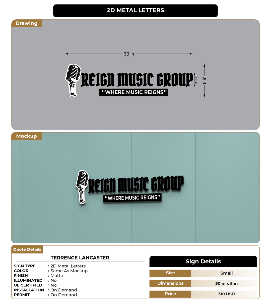 CUSTOM MOCKUP SIGN FOR Terrence Lancaster