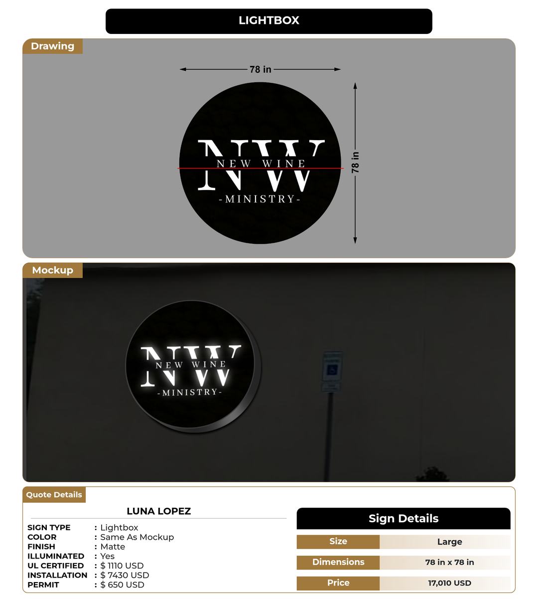 CUSTOM MOCKUP SIGN FOR Luna Lopez