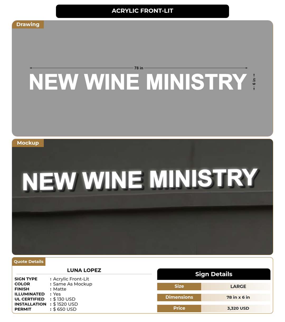 CUSTOM MOCKUP SIGN FOR Luna Lopez