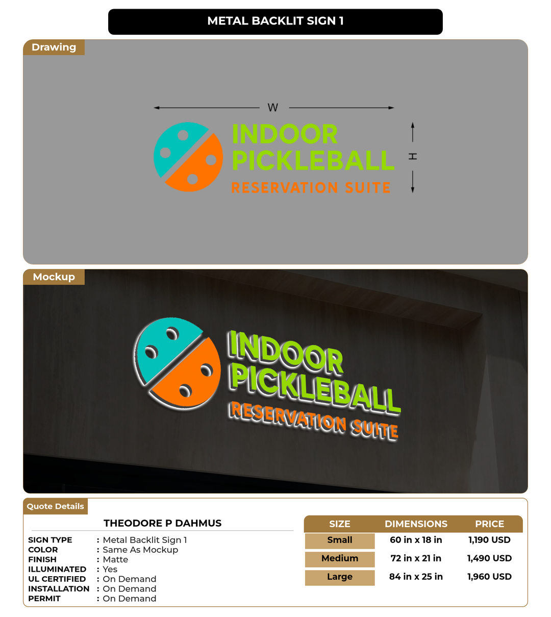 CUSTOM MOCKUP SIGN FOR Theodore P Dahmus