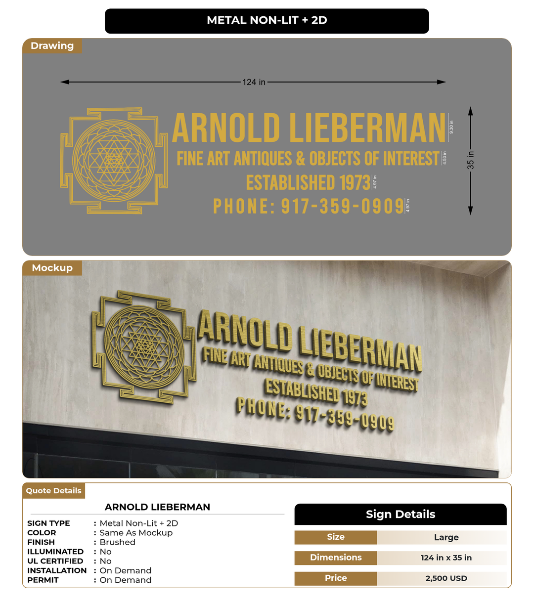 CUSTOM MOCKUP SIGN FOR Arnold Lieberman