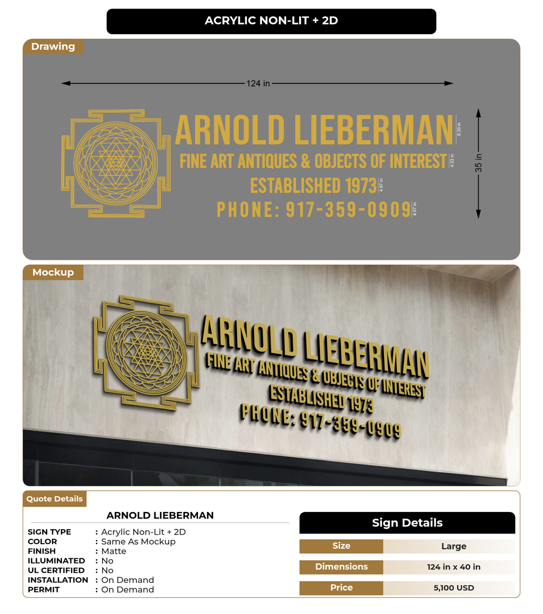 CUSTOM MOCKUP SIGN FOR Arnold Lieberman