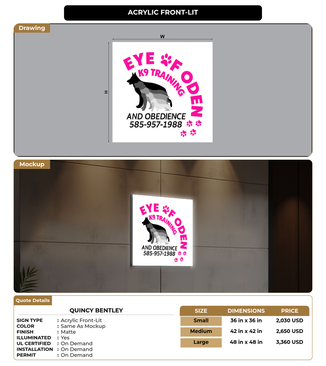 CUSTOM MOCKUP SIGN FOR Quincy Bentley