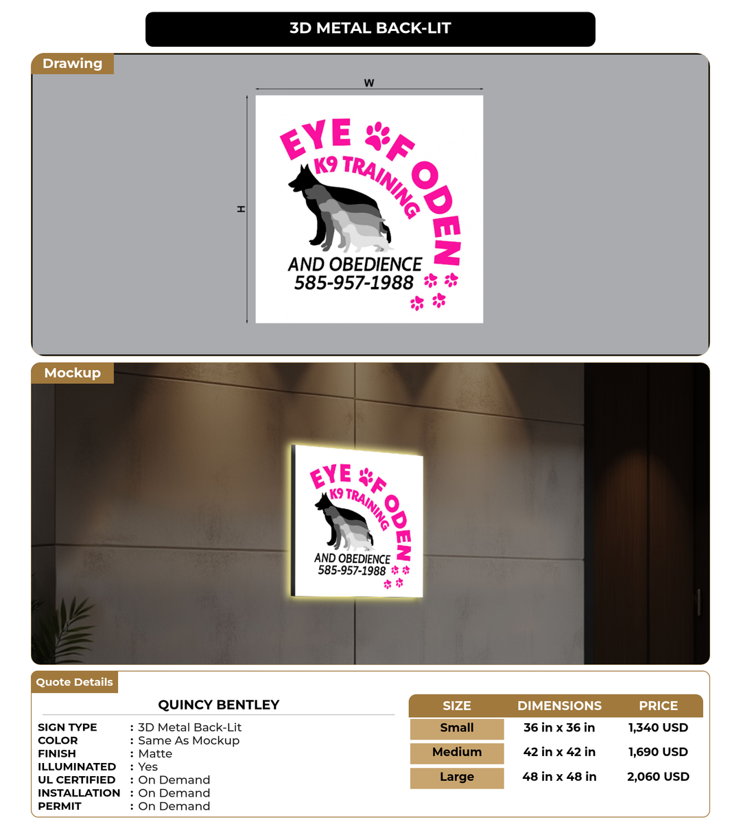 CUSTOM MOCKUP SIGN FOR Quincy Bentley