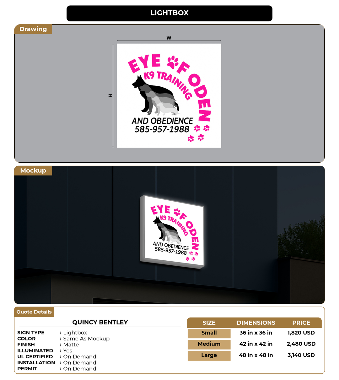 CUSTOM MOCKUP SIGN FOR Quincy Bentley
