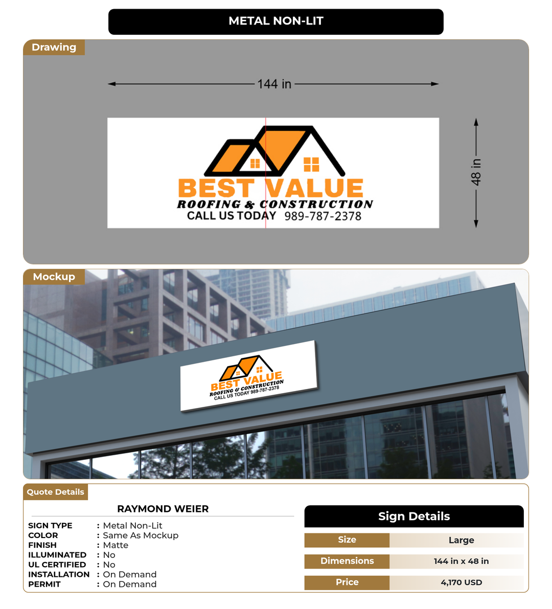CUSTOM MOCKUP SIGN FOR Raymond Weier