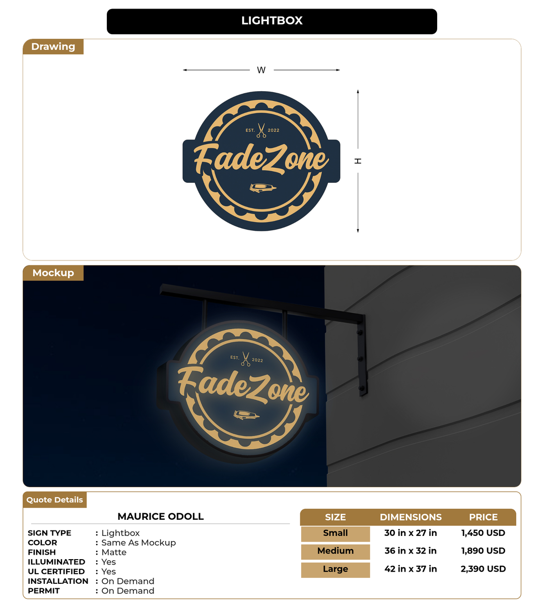 CUSTOM MOCKUP SIGN FOR Maurice ODoll