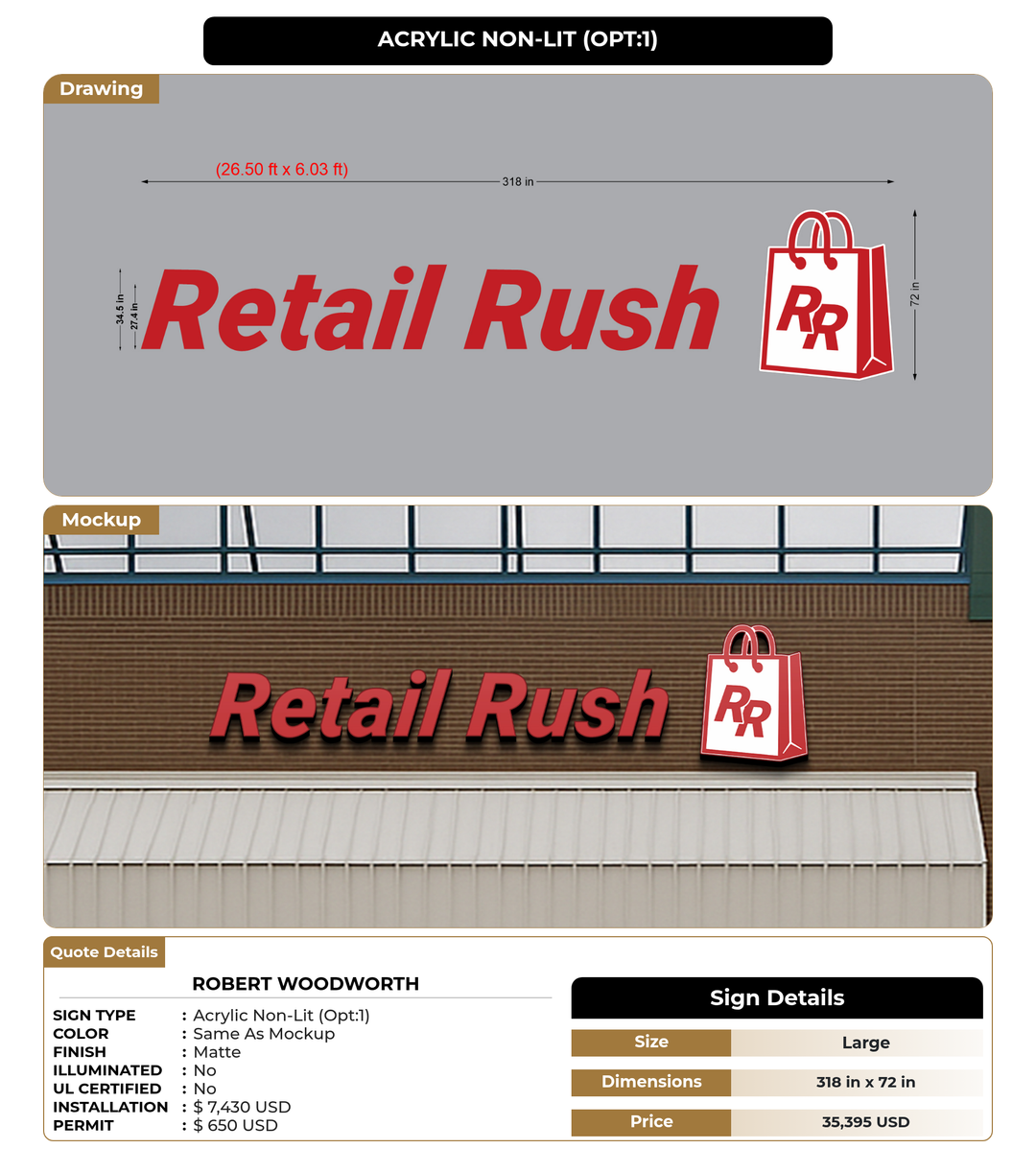 CUSTOM MOCKUP SIGN FOR Robert Woodworth