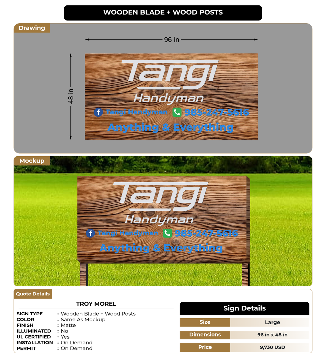CUSTOM MOCKUP SIGN FOR Troy Morel