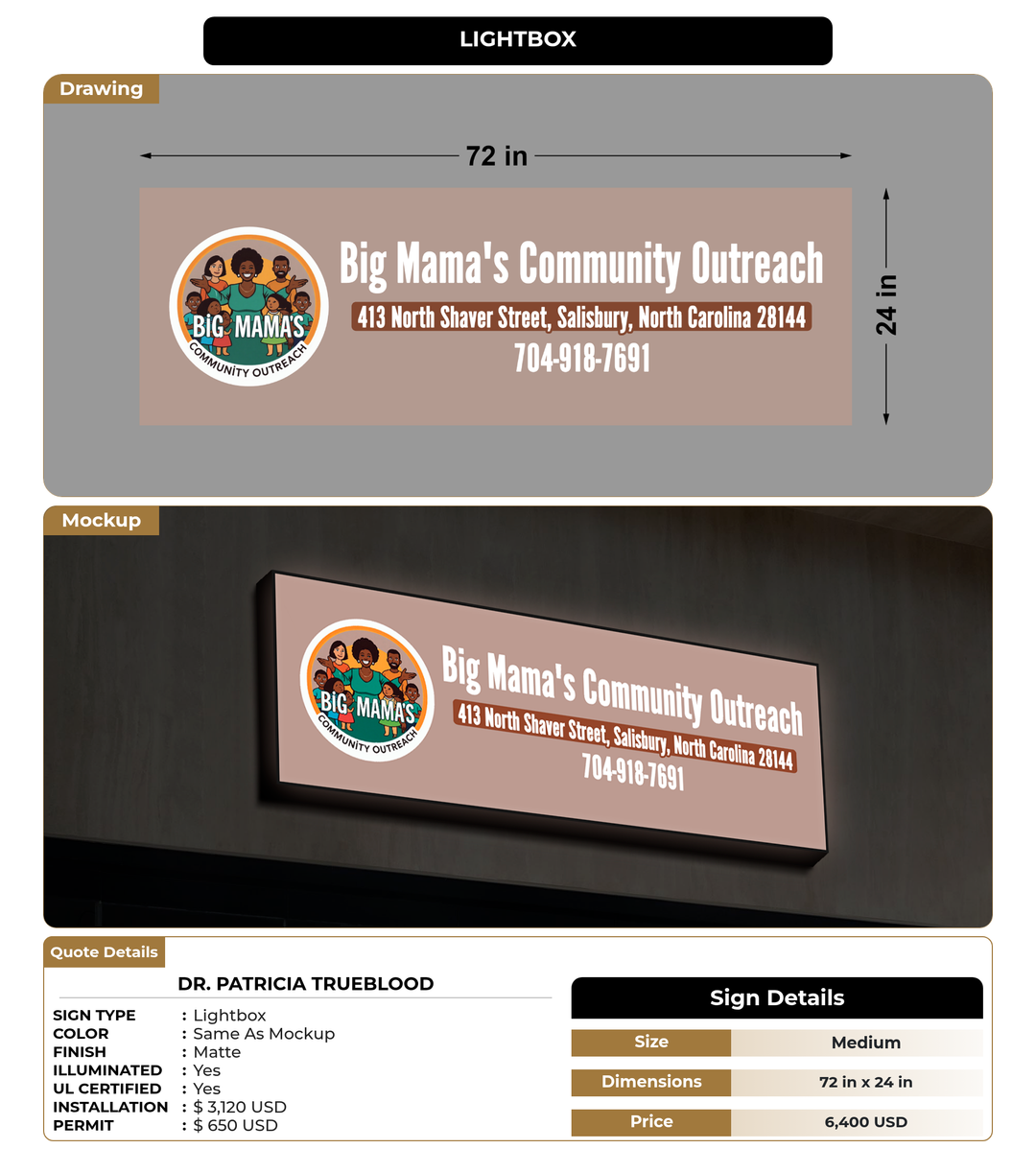 CUSTOM MOCKUP SIGN FOR Dr. Patricia Trueblood
