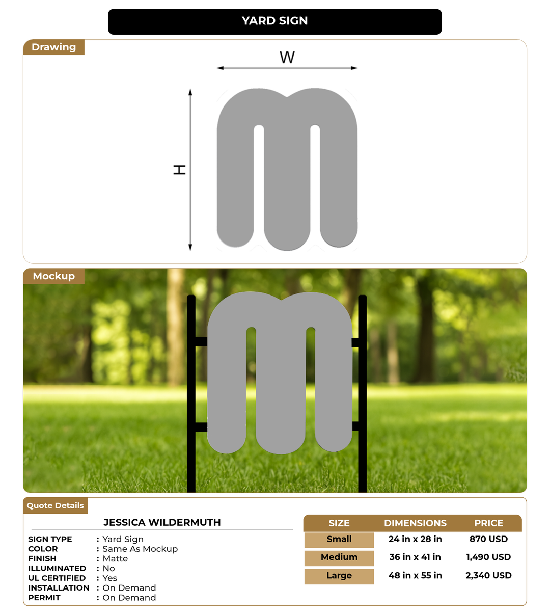 CUSTOM MOCKUP SIGN FOR Jessica Wildermuth