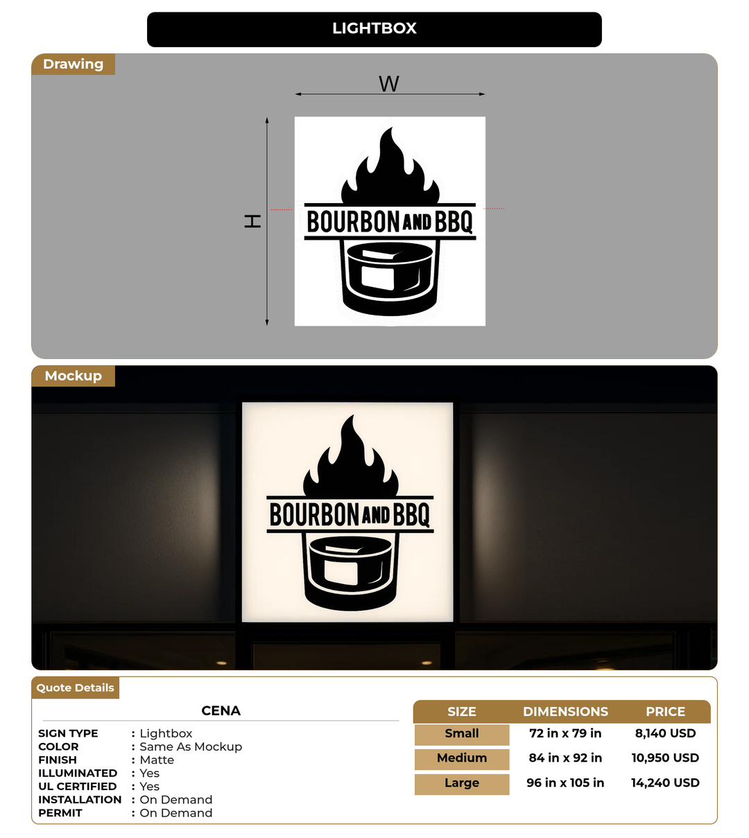 CUSTOM MOCKUP SIGN FOR Cena