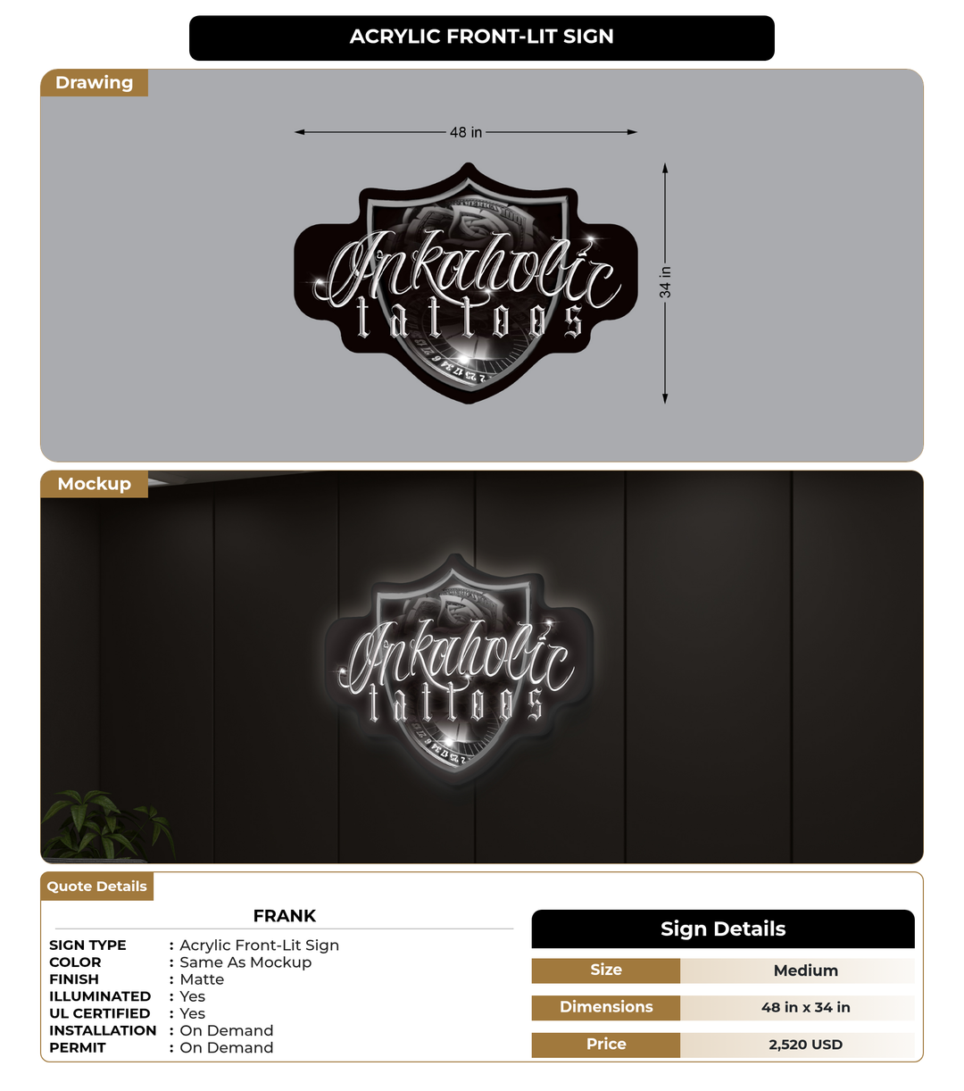 CUSTOM MOCKUP SIGN FOR Frank