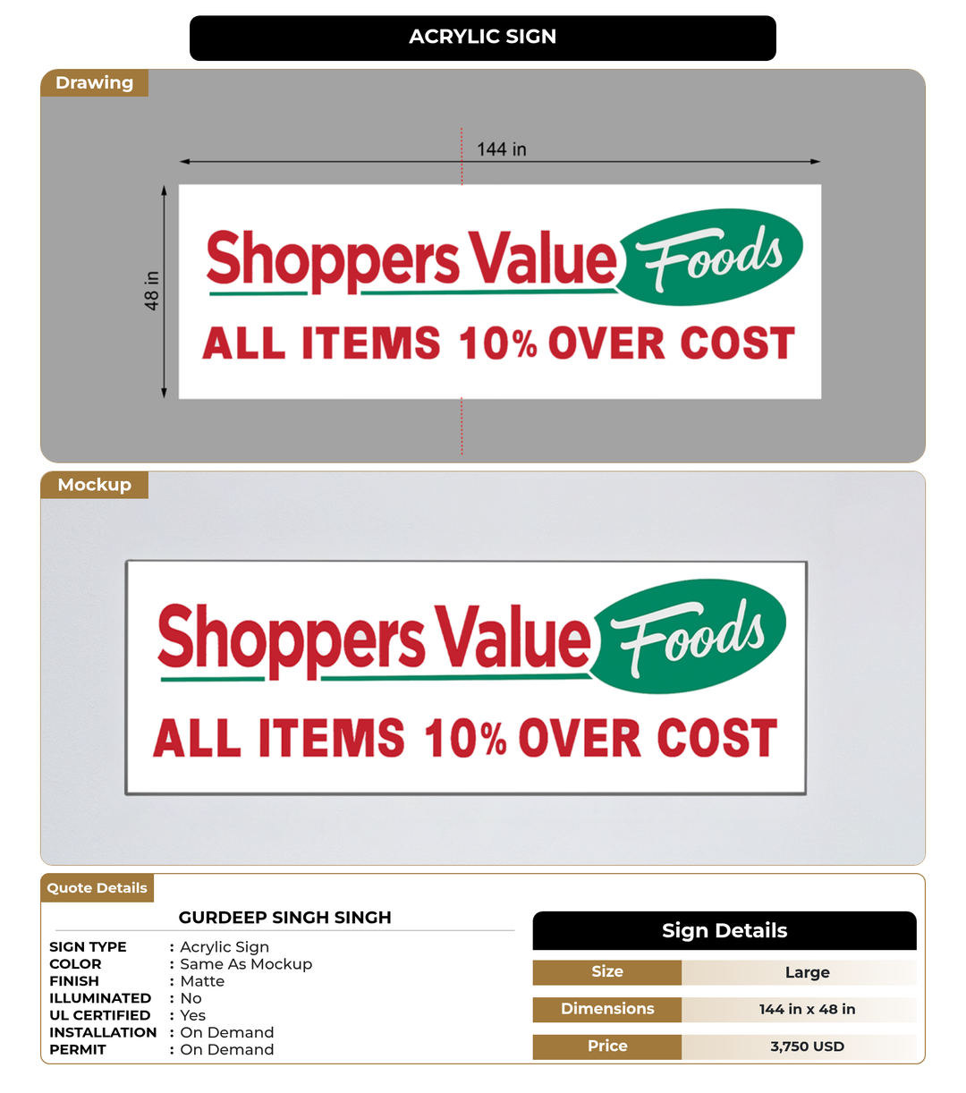 CUSTOM MOCKUP SIGN FOR Gurdeep Singh Singh